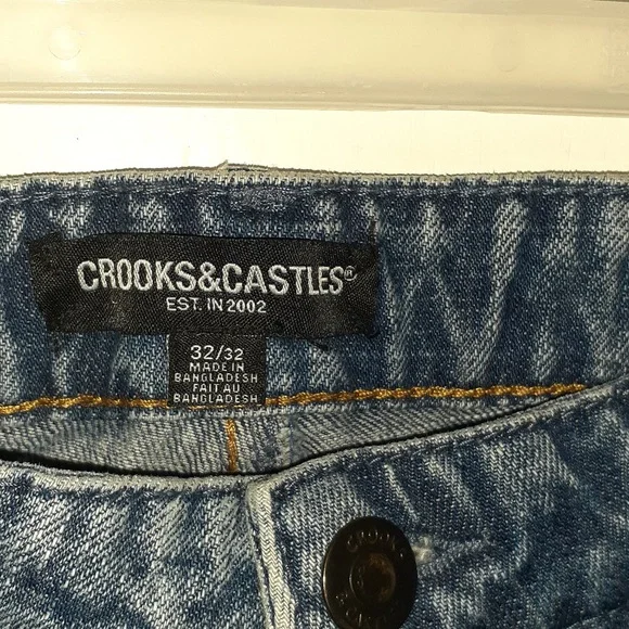 Crooks & Castles Distressed Denim Blue Size 32X32 Streetwear Edge Urban Jeans - Picture 5 of 11